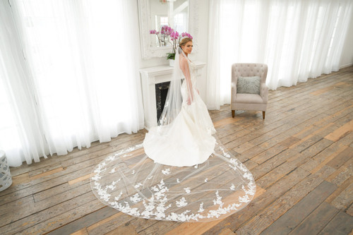 Maritza Bridal Veils V566X - Beaded Lace Motif - 120