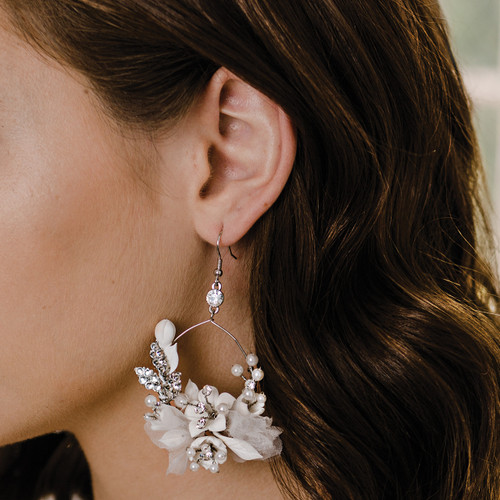 Vogue Flower`Crystal Style Earrings Double Side Stud Earrings Big Beads Earrings 