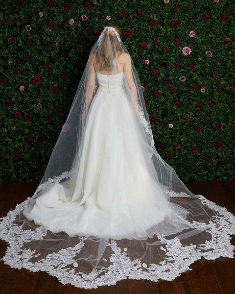 Marionat Bridal Cathedral Veil 6071 - 120” Sequin Lace  display picture 3