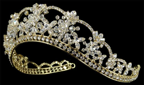 【Tiara】 Unique LC Bridal Tiara Style 523 - Crystals & Rhinestone Flowers