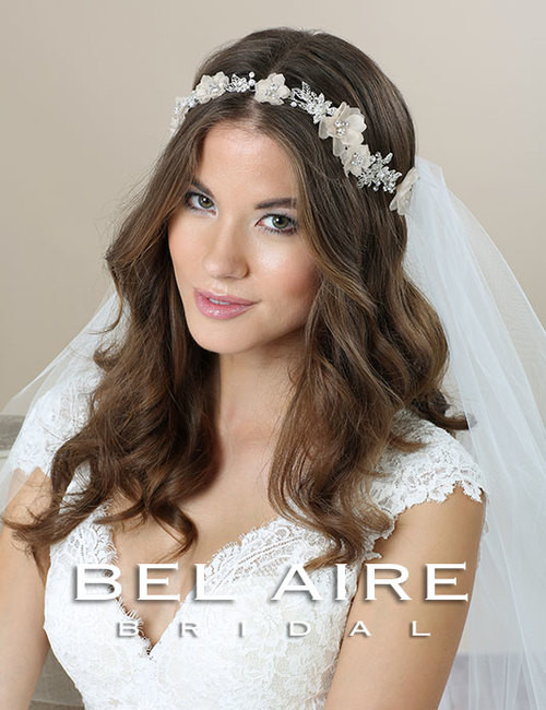 Bel Aire Bridal Headpiece 6551 - Garland tie headpiece with  display picture 2