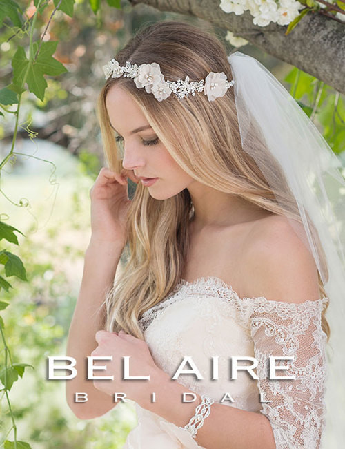 Bel Aire Bridal Headpiece 6551 - Garland tie headpiece with  display picture 2