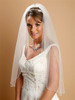 Mariells One Layer Bridal Veil with Zig Zag Silver Bugle Bead Edging 910V