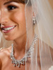 Mariells One Layer Bridal Veil with Zig Zag Silver Bugle Bead Edging 910V