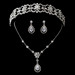 Antique Silver Clear CZ Crystal & Rhinestone Tiara Headpiece 9986 & Jewelry Set 8010