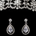 Antique Silver Clear CZ Crystal & Rhinestone Tiara Headpiece 9986 & Jewelry Set 8010
