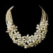Silver Ivory Freshwater Floral Pearl & Crystal Necklace 8774