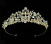 Noelle & Ava - Rhinestone Floral Tiara With Floating Hand Wired Crystals, Pearls And Rhinestone Encrusted Leaves