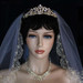 Noelle & Ava - Rhinestone Floral Tiara With Floating Hand Wired Crystals, Pearls And Rhinestone Encrusted Leaves