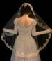 Noelle & Ava Collection - Lavish French Lace Mantilla Veil Accented With Rhinestones, Pearls And Beads
