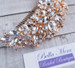Bella Mera Studio Rose Gold Rhinestone Crystal Flower Comb - C404