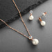 Rose Gold Pearl Drop Necklace Set with Round CZ
4581S-I-RG
