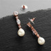 Rose Gold Linear CZ and Pearl Wedding Earrings 3035E-RG