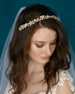 Marionat 8974 Gold band with rhinestones, ivory and blush pearls, opals and metal flowers