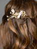 Bridal Hair Comb with Gold Leaves, Ivory Resin Flowers and Crystal Sprays 4603HC-G