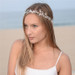 Mariell Silver Jeweled Vine Headband with Crystals, Freshwater Pearls and Ivory Ribbon 4597HB-S