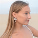 Handmade Floral Wedding Earrings with Austrian Crystals, Matte Silver Leaves and Ivory Pearls 4598E-S