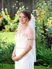 Illusions Bridal Veil Style Number: V-7087 - 36" Frosted Opaque Bugle bead edge - Quick Ship Ivory 