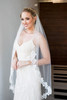 Maritza Bridal Veils V553 - Pearl Beaded Lace Style Motifs - Ivory Quick Ship