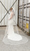 En Vogue Bridal Style V2285C - English Tulle Veil With Lace Appliques And Cut Edge - 108 Inches