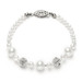 Mariell Dainty Wedding Bracelet with Pearls & Rhinestone Fireballs - White 1125B-W-S