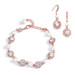 Mariell Ivory Pearl and Cubic Zirconia Bridal Bracelet and Earrings Set in Rose Gold 4580BS-I-RG
