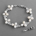 Mariell Genuine Freshwater Pearl & CZ Silver Platinum 7 1/8" Bridal Bracelet with Extender 4642B-I-S-7
