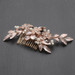 Mariell Bridal Designer Bridal Hair Comb with Hand Painted Rose Gold Leaves and Pave Crystals 4437HC-I-RG