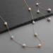 Mariell Bridals Champagne Multi Freshwater "Floating Pearl" Necklace & Earrings Set on Thin Link Chain, 14K Gold Plating 4673S-CHM-G