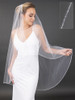 Mariell Knee Length Exquisite Beaded Ivory Wedding Veil with Opaque White Satin Bugle Beads 4676V-I-48 - 48" Inches Long