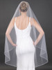 Mariell Knee Length Exquisite Beaded Ivory Wedding Veil with Opaque White Satin Bugle Beads 4676V-I-48 - 48" Inches Long