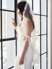 En Vogue Bridal Veil V2390SF - English tulle veil with leaf lace edging and scattered leaf lace appliques - 41"L