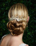 Marionat 9263 Gold And Blush Hair Comb With Metal Flowers, Moonstones And Pearls And Crystal Sprays