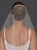 120" L x 108" w Royal Cathedral Veil - Luxe Pearl Wrapped Comb with Scattered Pearl & Crystal Tulle - 4706V-I-120