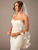 En Vogue Fingertip Bridal Veil | V2695SF - Scattered organza flower appliques
