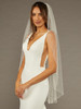En Vogue Bridal Veil V2487SF - Dense Pearls Bead at Edge, Tapering Off 12" from Edge