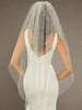 En Vogue Bridal Veil V2488SF - Dense Pearls Bead at Top, Tapering off to Nothing (Cut Edge)