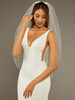 En Vogue Bridal Veil V2488SF - Dense Pearls Bead at Top, Tapering off to Nothing (Cut Edge)