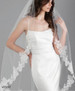 Bel Aire Bridal Veils V7737 - Dramatic Floral Lace - Waltz Length - Ivory Quick Ship