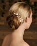 Marionat Bridal Comb 4911 - Gold floral comb with pink metal flowers, metal  leaves and pearls - Quick Ship