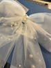  Bel Aire Bridal 2287 Tulle Scattered Pearl Bow on Clip - Quick Ship Ivory 