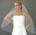 LC Bridal  V2313-290 Silver bugle beads and Austrian crystal beads along veil edge; 36"