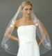  LC Bridal V2328-350 Lace and 3-D silk flowers accented with Swarovski rhinestones; 36" 