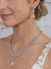 CZ and Pearl Teardrop Statement Bridal Necklace and Earrings Set in Platinum
4646S-I-S