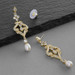 Gold CZ Scroll Earrings with Freshwater Pearl
409E-G
