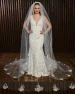 Marionat Bridal Veils 3841 Scalloped beaded pearl edge with lace appliqués 