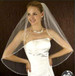 LC Bridal Style V2132-450 - One Tier Fingertip Silver & Clear Beaded Edge Veil