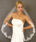 LC Bridal Style V2263-480 - One Tier Fingertip Beaded Alencon Lace Edge Veil