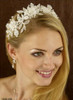 LC Bridal Headband Style 1808 - Floral Applique w/ Rhinestone & Crystal