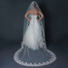 Cathedral Length Scalloped Edge Veil with Floral Lace Embroidery - 108 inches